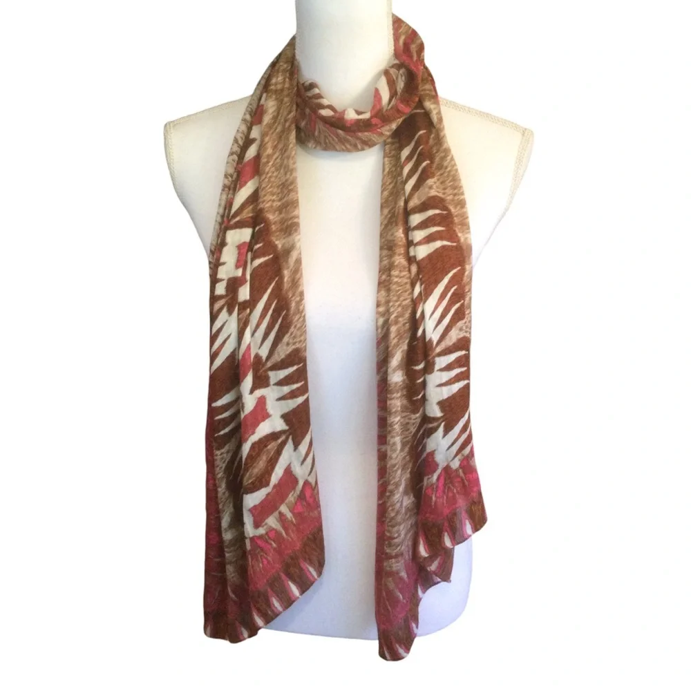 Chico’s Oblong Rayon & Silk Blend Tribal Print Scarf/Wrap